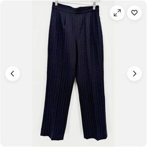 DKNY NAVY BLUE PINSTRIPE WOOL HIGH WAIST PANTS 4 NWOT